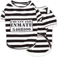 Parisian Pet Dog Shirt - Prisoner Dog Costume - 100% Cotton Black and White Stripes - Lightweight Polyester - Sleeved - 3XL