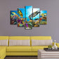 Xlarge 5 Piece Underwater World Canvas Wall Art Painting Sea Turtles Tropical Fish Swim on Coral Reef in the Sea Ocean Picture Prints Kids Room Wall Decor Stretched and Framed Ready to Hang 40x60inch