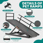 Dog Ramp for Bed, Adjustable Pet Ramps for Dog to Get on Bed, Non-Slip Rubber Surface - Folding Wooden Dog Ramp for Small/Large/Old Dogs, Adjustable up to 23.5 inch High Beds, Safety Railings