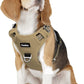 Funfox Dog Harness No Pull, Adjustable Pet Vest Harness, Super Soft Material with Vertical Handle Easy Control, Reflective Night Walking, 2 Leash Clips for Medium Sized Dogs, Brown, M