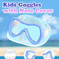 Aegend Kids Swim Mask Goggles, Tempered Glass 180° HD Wide View with Nose Cover