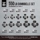 WF Athletic Supply Rubber Encased Hex Dumbbells with Rubber Grip Contoured Handle for Muscle Toning, Strength Building & Full Body Workout