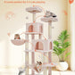Taoqimiao Cat Tree, 66.2-Inch Cat Tower for Indoor Cats, Plush Multi-Level Cat Condo with 12 Scratching Posts, 2 Perches, 2 Caves, Hammock, 2 Pompoms, Jelly Pink MS013P