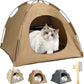BreezyDen Pop-Up Pet Tent – Portable Hideaway for Cats & Small Dogs, Portable Indoor/Outdoor Pet Tent House with Mesh Window, Waterproof, Breathable, Scratch-Resistant, Fully Washable (Brown,M)
