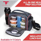 ThinkFit Red Reusable Lunch Bag with 6 Portion Control Containers, 2 XL Ice Packs, Pill Box, and Shoulder Strap - Microwavable and Freezer Safe