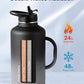 Trebo Half Gallon Water Bottle Insulated with Handle, 64 oz Double Wall Stainless Steel Metal Large Jug, Travel Flask with Straw Spout Lid, Mug Tumbler with Carry Pouch, Keep Cold Hot, Dark Gray