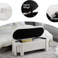 Kmax 50" Storage Ottoman Bench Modern Faux Fur Boucle Entryway Bench Comfy Upholstered End of Bed Bench for Hallway Entrance Bedroom Corner, White