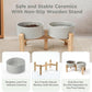SPUNKYJUNKY Elevated Dog Bowls Ceramic, 6.1'' Dogs and Cat Food Water Bowls Raised with Non-Slip Bamboo Stand for Medium Sized Breed Microwave Dishwasher Safe - 28.7 OZ,Grey