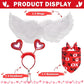 SCENEREAL Dog Outfit/Birthday Bandana with Feather Wing & Heart Headband Dogs Girls Set, Red Puppy Kitty Party Supplies for Small Medium Dogs Cats, Pet Costumes