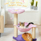 Flower Cat Scratching Post, 28" Cute Cat Tree Tower for Indoor Cats with Large Hammock Soft Perch Bed, Replaceable Toy Ball for Kittens, Purple