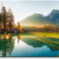 Beautiful Lake Mountain Range Sunrise Sunset Landscape Canvas Wall Art for Living Room, Autumn Forest National Park Scenery, Nature Scenic Picture Print Artwork Painting Decor,Inner Frame 20x40