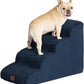 EHEYCIGA Curved Dog Stairs Ramp for High Beds 19.7" H, 4-Step Dog Steps for Small Dogs and Cats, Pet Stairs for High Bed Climbing, Non-Slip Balanced Pet Step Indoor, Navy