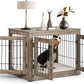 Dog Crate Furniture with Cushion, 32 inch Wooden Kennel Table with Double Doors, Indoor Dog House End Table for Small/Medium Dog, Grey (32x23x26in)