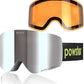 Ski Goggles Snow OTG Snowboard Goggles Magnetic Interchangeable Lens Frameless UV Protection Anti-fog mobile Skating