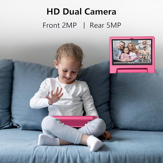 JREN Tablet for Kids｜10.1 Inch Kids Tablet Android 14｜Octa-core｜64GB｜WiFi ｜Bluetooth｜Parental Control｜Children Content｜Children Toddler Pink Girls Gift