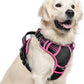 rabbitgoo Dog Harness for Large Dogs, No Pull Pet Vest with 3 Buckles, Adjustable Soft Padded Pet Harness with Easy Control Handle and Reflective Strips, Black & Rose Pink, XL
