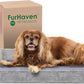 Furhaven Cooling Gel Dog Bed for Medium/Small Dogs w/ Removable Bolsters & Washable Cover, For Dogs Up to 35 lbs - Faux Fur & Velvet Sofa - Smoke Gray, Medium