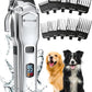 oneisall Dog Clippers for Grooming for Thick Heavy Coats/Low Noise Rechargeable Cordless Pet Shaver with Stainless Steel Blade/Waterproof Dog Shaver for Dogs Pets and Animals (Sliver)