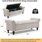 58.1'' Storage Bench Upholstered Linen End of Bedroom Bed Bench Ottoman with Tufted Cushioned Rolled Arm Large Storage Space for Reading Living Room Entryway, Beige