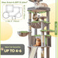 Taoqimiao 72 Inches Cat Tree for Large Cats, Multi-Level Tall Cat Tower, Widened Cat Condo with Large Scratch Board, 5 Scratching Posts, Metal Hammcock, Cozy Basket, Light Gray, MS045W