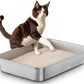 Stainless Steel Litter Box, Large Metal Cat Litter Box with High Sided for Big and Small Cats, Kitty Litter Boxes, Non-Stick, Easy to Clean, Odor-Free, Cat Toilet，Litterbox