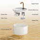 DOOOB Ceramic Cat Water Fountain, 2.1L/71oz Ceramic Cat Fountain, Automatic Ceramic Water Fountain for Cats, Pet Water Fountain with Ultra-Quiet Pump and 3 Filters & 3 Sponges (White)