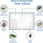 Small Turtle Tank, Aquarium, Acrylic Terrarium with Basking Platform, Bottom Drainage, Multi-Function Areas for Turtles, Crabs, Crayfish, Reptiles.