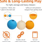 Amazon Basics Dog Toys, Interactive Assorted Rubber Balls, (Pack of 3), 2.5 inch, Blue, Beige, Orange