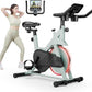 Stationary Bike, Spin Bike with 32 Levels of Adjustable Magnetic, Exercise Bike for Home with Exclusive App, Low Noise Indoor Bike, Cycling Bike with Comfortable Seat Cushion