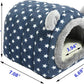 Hedgehog Bed Cave Hideout Hedgehog Accessories Hedgehog House, Hamster Small Animals Cage Supplies Warm House (Blue)