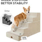 Made4Pets Dog Stairs for High Bed, Extra Wide Pet Stairs for Bed Couch Sofa, 35D Foam Pet Steps for Small Dogs and Cats, Non-Slip Bottom Dog Steps, Beige, 5 Steps