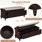 Classic Shoe Storage Bench with Cushion and Three Drawers, Fluted Entryway Bench with Storage for Entryway, Living Room, Hallways 44.0" L x 15.9" W x 18.9" H Espresso