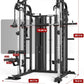DONOW Smith Machine with Weight Stacks Power Cage Squat Rack Dual Cable Crossover Machine Home Gym Systems Station LAT Pull Down