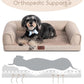 Hollypet Orthopedic Dog Bed for Medium Dogs, Supportive Foam Pet Couch with Removable Washable Cover and Non-Slip Bottom, Waterproof Lining Dog Sofa Bed, Khaki, M (28 * 22.5 * 7.5)