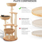 54" Modern Cat Tree Tower for Indoor Cats, Oak Cat Scratching Tree for Multiple Large Cats, Manual Hand Woven Luxury Cat Condo, Unique High-end Design Cat Furniture Activity Centre, Easy Clean
