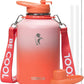 Coolflask 64 oz Water Bottle with Straw, Half Gallon Insulated Large Water Jug with Straw & Spout Lids, Double Wall Stainless Steel Metal Flask, Keep Cold 48h Hot 24h, Sunny Orange