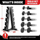 PAPABABE Hex Dumbbell Sets with Rack, 60-550lb Rubber Coated Dumbbell Weight Set and Storage Rack, Multiple Options Hand Weights for Strength Training
