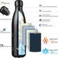 Insulated Water Bottles,25 oz Double Wall Stainless Steel Vacumm Metal Flask for Sports Travel,Midnight Black