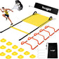 Yes4All Agility Ladder Speed Training Equipment Set - 1 Adjustable Agility Ladder, 12 Soccer Cones, 5 Hurdles, Jump Rope, Running Parachute - Speed & Agility Training Equipment for All Ages