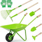 SainSmart Jr. Kids Gardening Set with Wheelbarrow - 7 Pcs Kids Rake and Shovel Set, Outdoor Toys for All Seasons - Plant, Sweep Leaves, Shovel Sand or Snow, for Boys and Girls