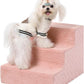 Dog Stairs for Small Dogs,13" H,3-Step Dog Steps Ramp for Bed and Couch with High Density Foam,Non-Slip Pet Steps for Doggy and Cat,Pet Stairs with a Washable Cover,Pink