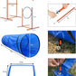 Dog Agility Training Equipment, Obstacle Agility Training Starter Kit for Doggie, Including Tunnel, 27 Weave Poles, Adjustable Hurdle, Jump Ring, Pause Box and Carrying Bag(Blue,L)