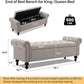 58.1'' Storage Bench Upholstered Linen End of Bedroom Bed Bench Ottoman with Tufted Cushioned Rolled Arm Large Storage Space for Reading Living Room Entryway, Light Brown