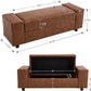 55" End of Bed Storage Bench Ottoman for Bedroom, Faux Leather Upholstered Entryway Bench Long Window Seating for Corner/Living Room/Recption Room/Office/Shop, Brown