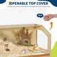 Wooden Hamster Cage with Legs, 40" l x 20" w x 47.5" h Guinea Pig Cages Chew Proof,Large Hamster Habitats Enclosure with Acrylic Window & Openable Top for Guinea Pig, Chinchilla, Gerbil