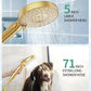 Filtered Shower Head with Handheld, High Pressure 9 Spray Mode Brushed Gold Showerhead with 4 Filters, Detachable Shower Head, Water Softener Filters Beads for Hard Water - Remove Chlorine