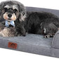 Hollypet Orthopedic Dog Bed for Medium Dogs, Supportive Foam Pet Couch with Removable Washable Cover and Non-Slip Bottom, Waterproof Lining Dog Sofa Bed, Gray, M (28 * 22.5 * 7.5)