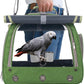 Bird Carrier Parrot Travel Cage with Perch, Food Bowl, Tray and Breathable Clear Window, Bird Travel Bag for African Gray Cockatiel Caique Conure Quaker, for Vetting Camping Hiking (Green)