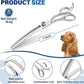 JASON 7" Curved Chunker Dog Scissors - Ergonomic Dog Grooming Scissors Silver Curved Dog Shears 440C Stainless Steel Grooming Shears Professional Pet Shears For Groomer (21-Teeth)