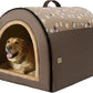 Jiupety 2 in 1 Dog House Indoor, Comfy Cave Bed Covered Dog Bed, Portable House for Large Dogs, 3XL(39"×32"×28"), Up to 90 Lb, Brown